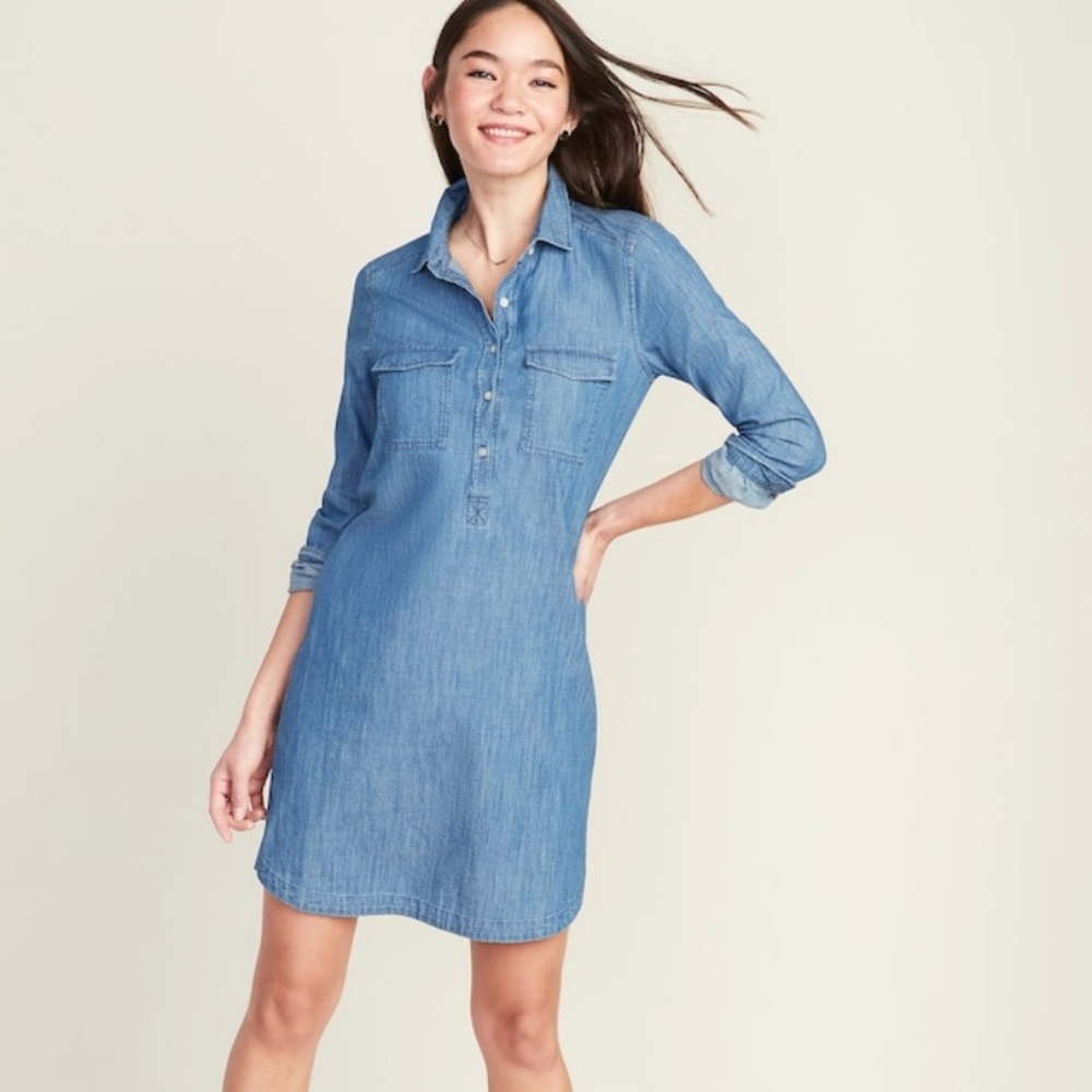 Small Long Sleeve Denim Shirtdress
